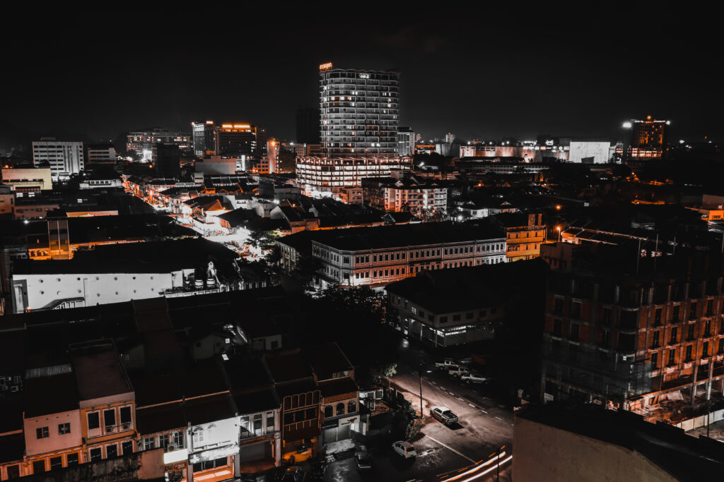 City at Night from a drone